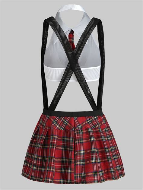 Plaid Suspender Schoolgirl Lingerie Costume Welooc