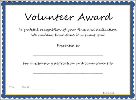 Volunteer Certificate Templates Best Template Ideas