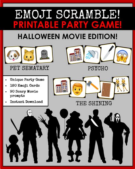 Free Printable Horror Movie Emoji Pictionary Quiz