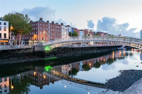Dawn View Of The Famous Ha Penny Bridge Editorial Photography Image