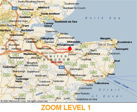Location Of Dover On The Kent Coast Zoom Level 1