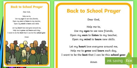Back To School Prayer Display Poster Twinkl Resources