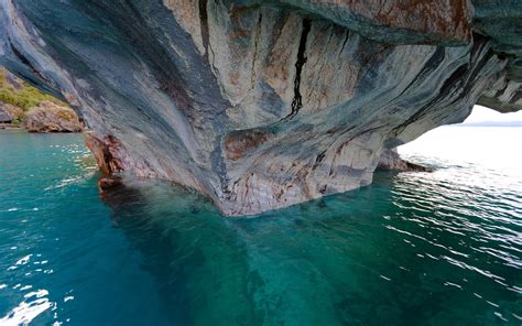 White And Blue Rock Formation Nature Landscape Lake Cave Hd