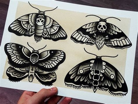 Traditional Moth Tattoo Black And Grey