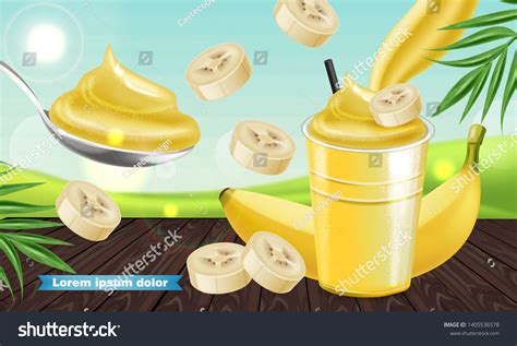 banana smoothie vector realistic mock juicy stock vector royalty free 1405536578