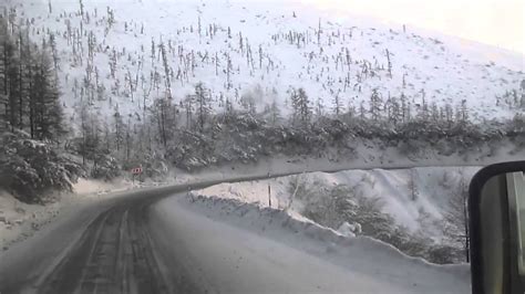 Kolyma Highway Road Olchansky Mountain Pass In Winter Yakutia