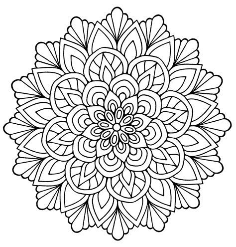 Mandala Fleur Avec Feuilles Coloriages Mandalas Difficiles Pour