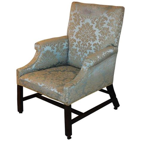 English Georgian Period Chippendale Mahogany Wing Chair With Square