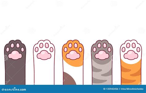 Cute Cat Paws Set Stock Vector Illustration Of Gray 135942456