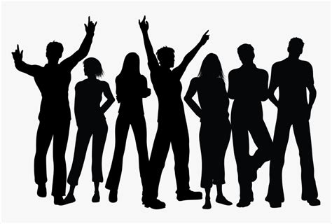 Group Black Silhouette People In Group Transparent Hd Png Download