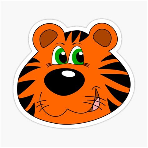 Cartoon Tiger Face Sticker For Sale By Farhin5 Redbubble