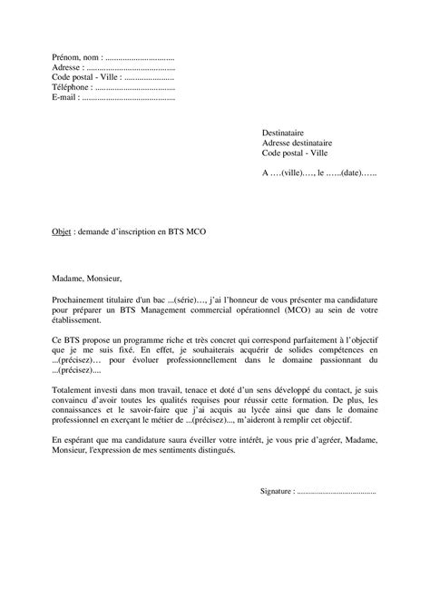 Exemple de lettre de motivation de BTS MCO pour Parcoursup