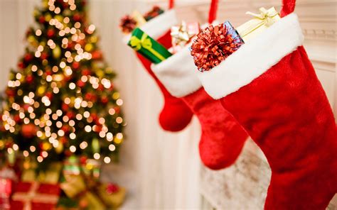 Download Beautiful Christmas Stockings With Ts Wallpaper