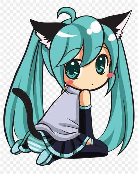 Unique Miku Chibi Vector Anime Cat Girl Drawing Anime Cat Cat Girl