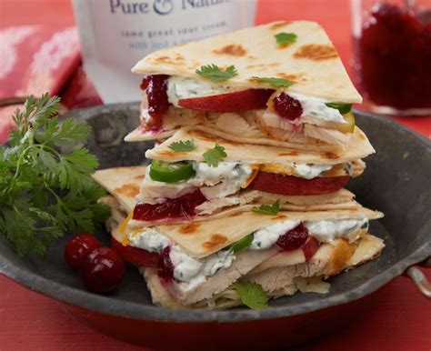 Turkey And Cranberry Quesadillas Recipe With Sour Cream Daisy Brand