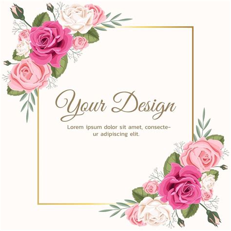Pink Floral Rose Wedding Invitation 1308988 Vector Art At Vecteezy