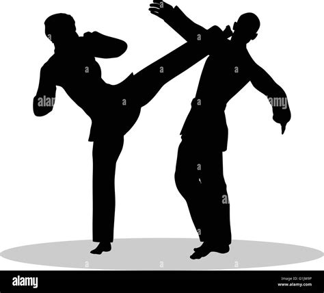 Eps 10 Vector Karate Martial Art Silhouettes Of Man And Woman In