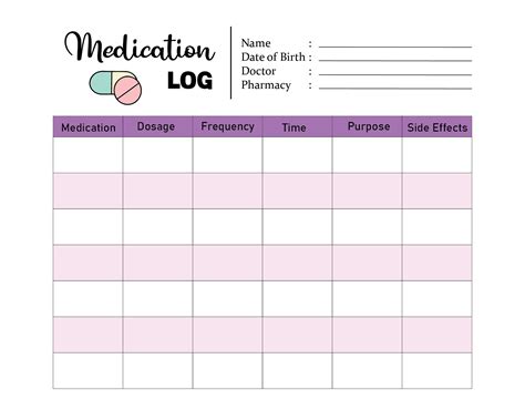 Printable Medication Log Sheet Pdf Printable World Holiday