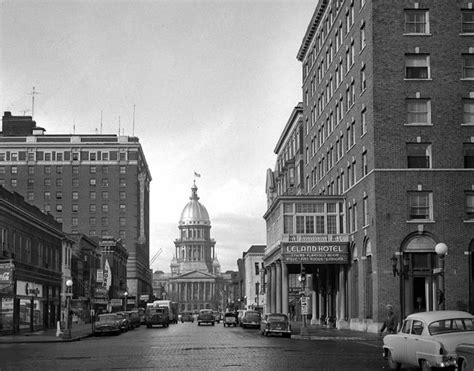 Springfield Illinois 1954 Looking Down Capitol Street At The Corner
