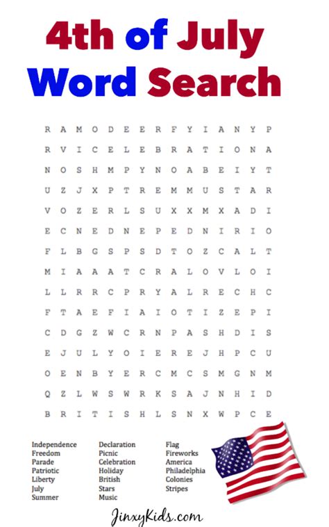 Fourth Of July Word Search Mountain Laurel Federal Credit Union