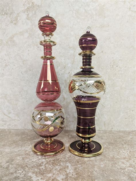 2 Large Egyptian Glass Perfume Bottles Etsy