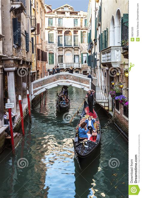 Gondolas Sail Near The San Marco Square In Venice Italy Editorial