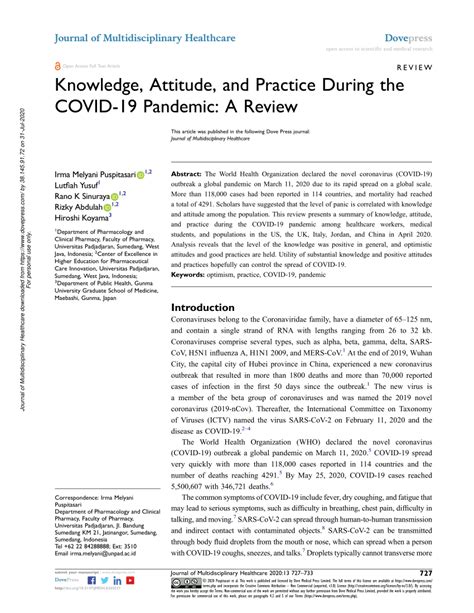 Pdf Knowledge Attitude And Practice During The Covid Pandemic A