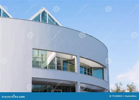 Modern Architecture Plain White Circular Ulm Sunny Day Stock Image