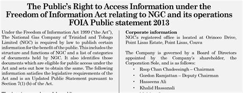 The Publics Right To Access Information Under The Freedom Of Information Act Ngc