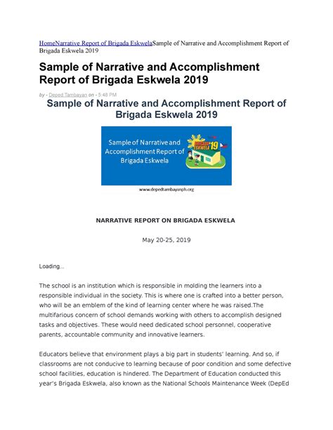 Recommendation How To Make A Narrative Report About Brigada Eskwela