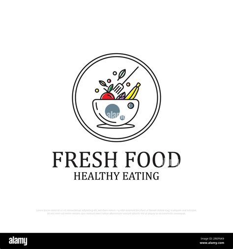 Fresh Food Logo Badge Vector Illustrationhealthy Eating With Salad In
