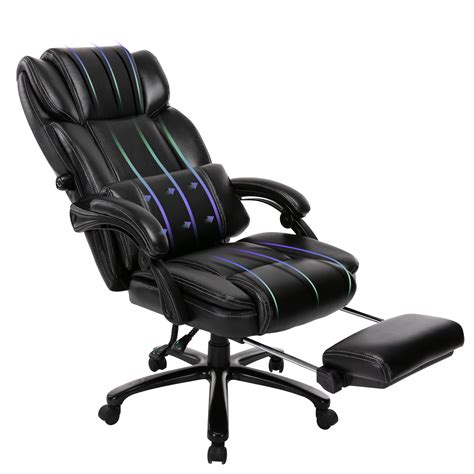 Colamy Big And Tall Pu Leather Executive Reclining Office Chair With Footrest Black Walmart
