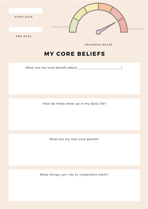 Core Beliefs Therapy Worksheet Etsy