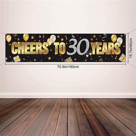 30th Birthday Banner Happy 30th Birthday Cheers To 30 Years Birthday