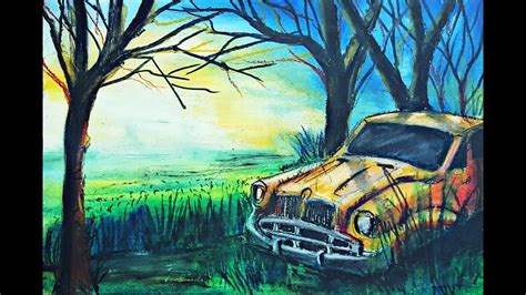 In some circumstances a photograph is almost absolutely necessary, especially when something as dynamic as clouds and sky formation becomes the focus of a drawing that might entail several hours of rendering. Drawing a Landscape of Broken Old Classic Car in the ...