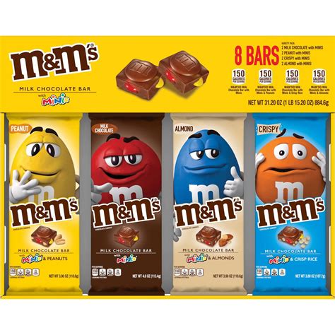 Mandms Chocolate Candy Bars With Minis Variety Pack 8 Ct