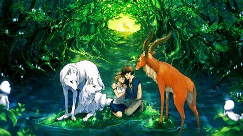 Anime Girl Character Beautiful Animal Forest Deer Couple