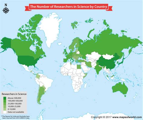 The Number Of Researchers In Science Per Country On A World Map
