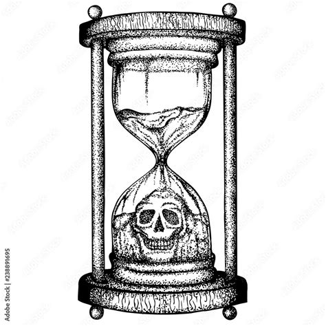 Vecteur Stock Hourglass With The Figure Of A Skull From Crumbling Sand