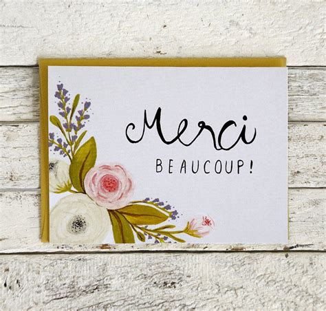 Merci Beaucoup Thank You Card French Tank You Card By Madeinbv