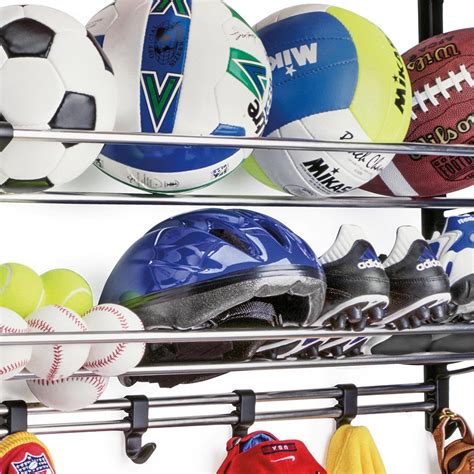 Sports Storage Rack Organize Wall Mounted Ball Helmet Baseball Bat Bag