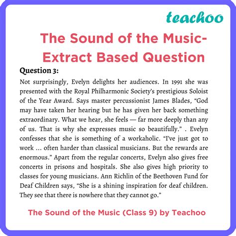 The Sound Of Music Class 9 English Extra Based Question Beehive