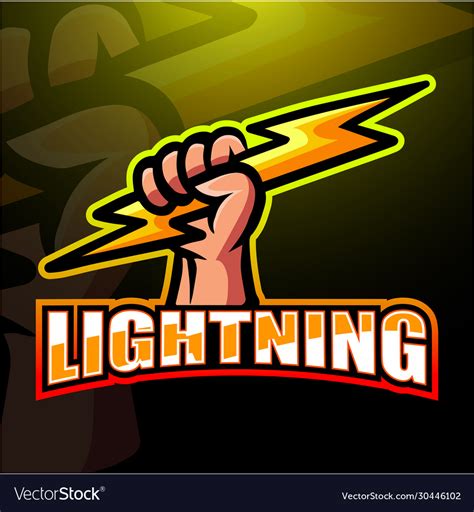 Lightning Hand Mascot Esport Logo Design Vector Image