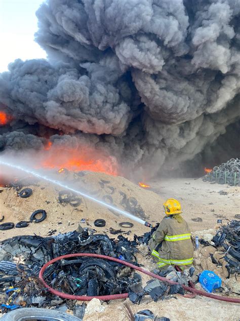 Kuna Firefighters Quench Massive Fire At Jahra Tire Dump Security