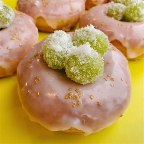 Rosé Champagne Icing Donut Topped With Green Grapes Jarams Donuts