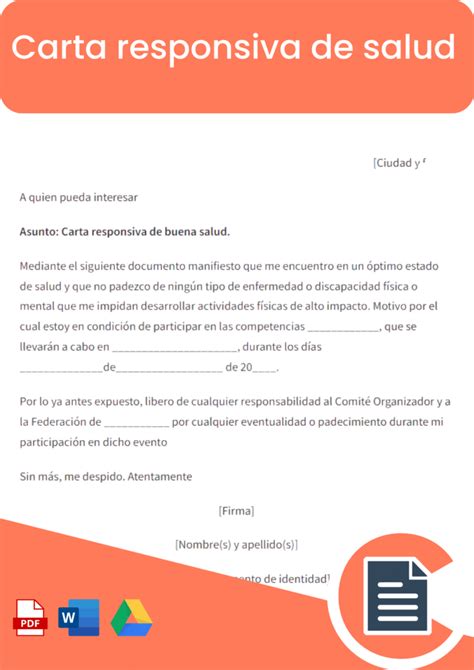 Carta Responsiva De Salud Rellenar Online Word Pdf