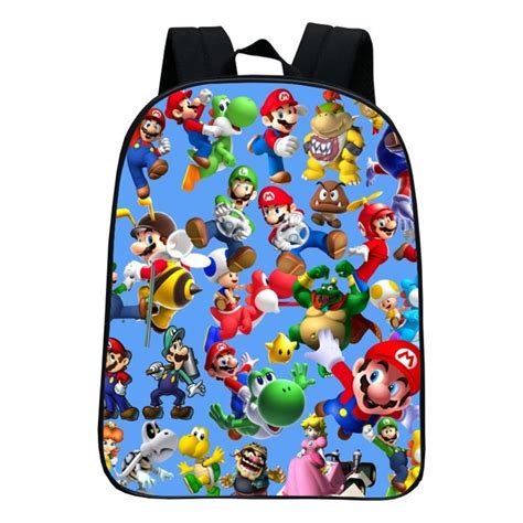 16 Inch Children School Bags Cartoon Doll Super Mario Sonic Backpacks