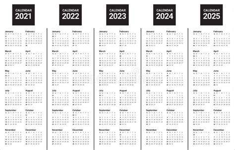 2021 2022 2023 2024 Calendar Calendar 2021 2022 2023 2024 2025 Stock Images