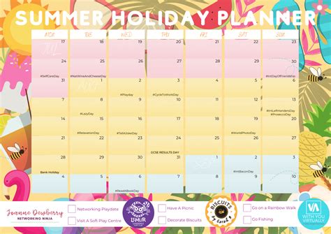 A3 Printed Summer Holiday Planner Poster