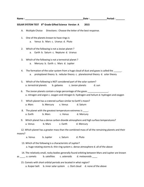8th Grade Science Final Exam Study Guide 2015 Study Poster